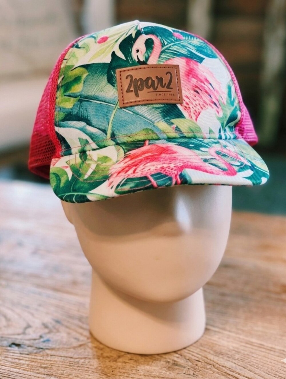 Deux Par Deux Paradise Found Flamingo Toddler Trucker Hat. 12-18 Months